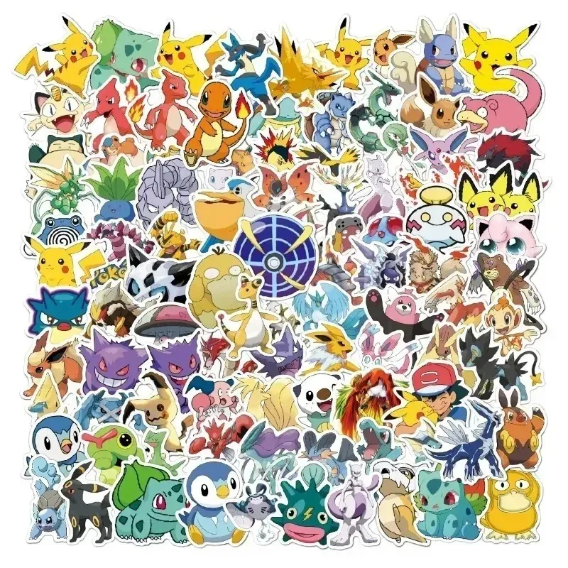 50/100 sztuk Pokemon naklejki Anime dziecięce naklejki dla dzieci śliczne estetyczne Kawaii Pack Deco biurowe szkicownik klasyczne zabawki