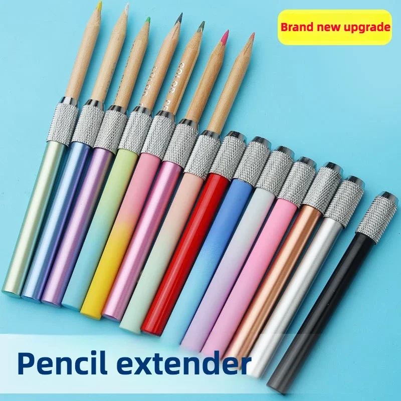 New Writing Metal Color Rod 1 Pcs Adjustable Dual Head /Single Head Pencil Extender Holder Sketch School Painting Art Write Tool