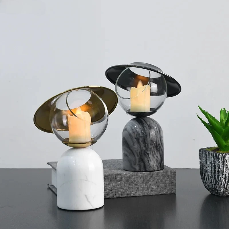 Circular Marble Candle Holder Romantic Dining Table Candlestick Desk Decoration Ornaments Wax Melt Burner Home Candle Holders