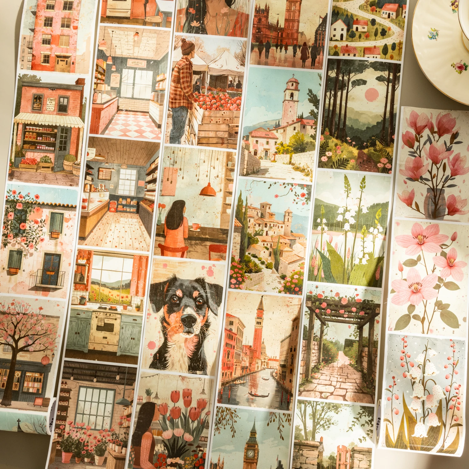 8x200cm 라이프 스타일 테마 콜라주 정크 저널을위한 크리 에이 티브 애완 동물 테이프 스크랩북 꽃 카드 Palnner diy 마스킹 테이프 스티커