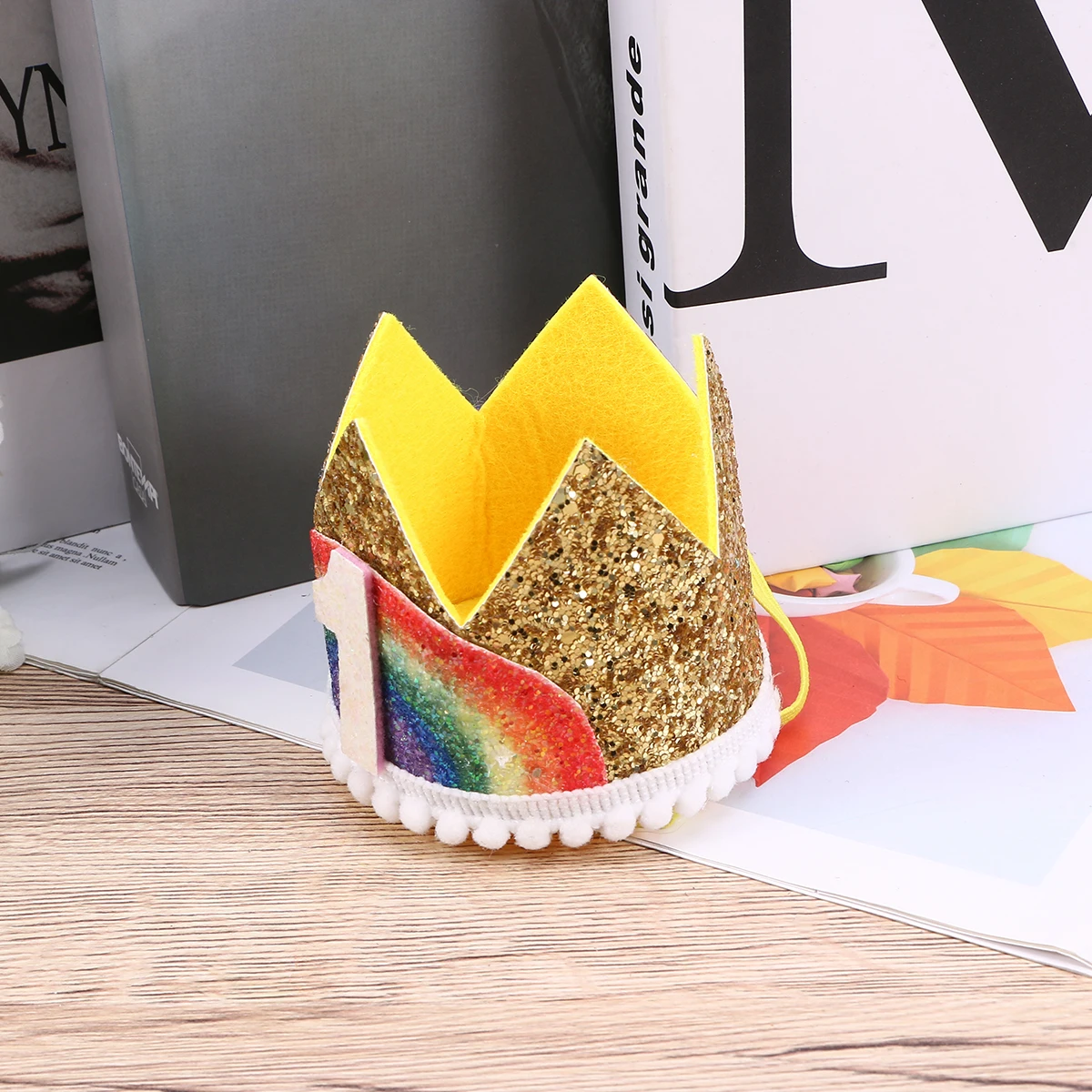 

Headband Rainbow Crown Hairband Child First Birthday Baby Shower Decorations Headdress Props