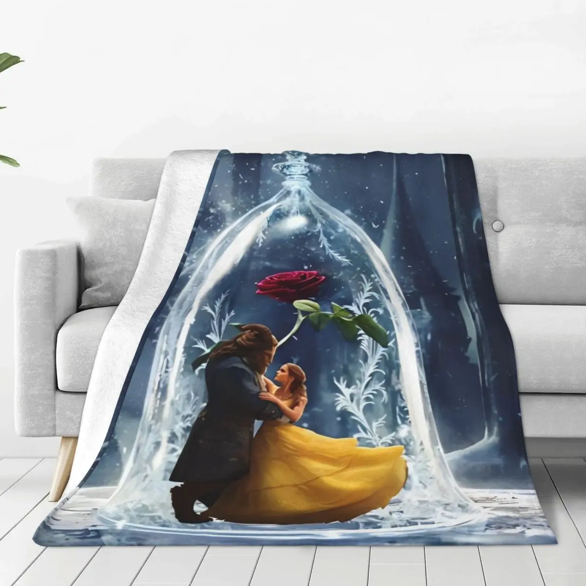 Beauty And The Beast Warm Blanket Picnic Plush Bedding Throws Pattern Bedroom Flannel Bedspread Sofa Bed Cover