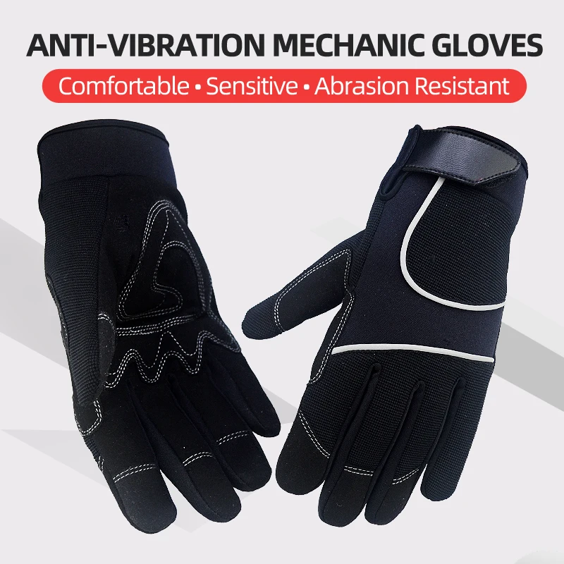 XYEHS XU5300 Anti-Vibration Safety Work Gloves with Palm & Fingertips Reinforced Mechanic Gloves Shockproof & Abrasion Resistant