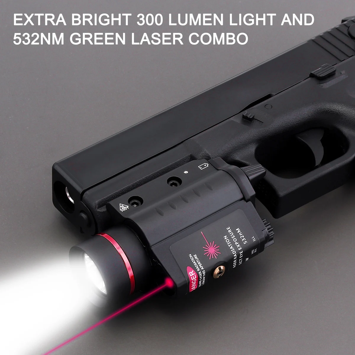 Red Laser Mini Tactical Flashlight for Pistol 20mm Rail Mount 16340 Rechargeable Battery LED Hunting Flashlight Torch Light