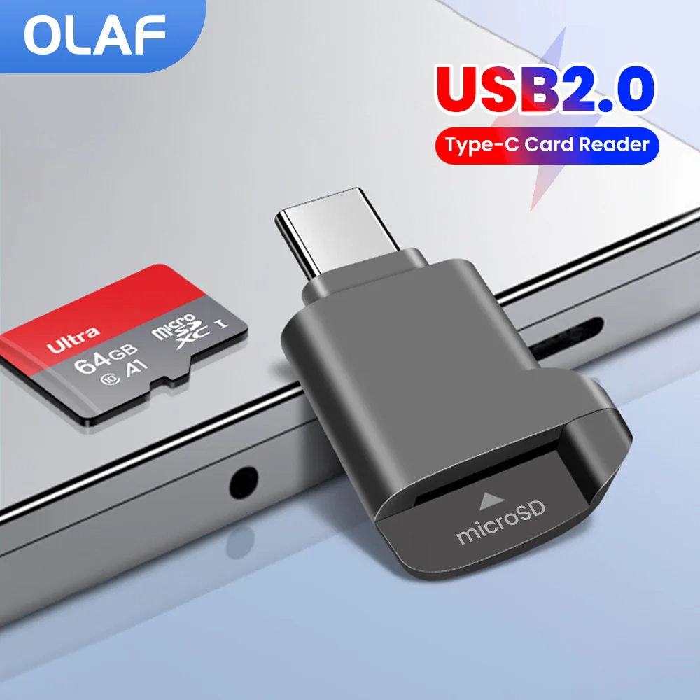 

Адаптер Olaf USB C2.0 Type-C к устройству чтения карт памяти TF для iPhone 15 16 17 Mini TF Card Reader Высокоскоростная передача