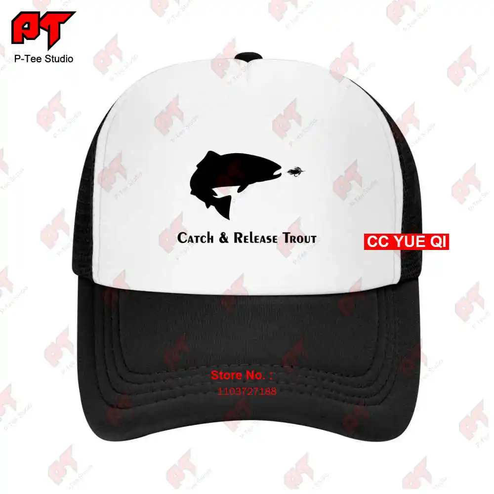 Gorra de béisbol de pesca con mosca, arcoíris, marrón, trucha de río, salmón, cazador, captura y liberación, 41JS