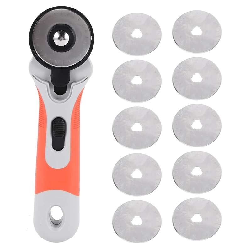 

45Mm Rotary Cutter Set Rotary Cutter With 10 Replacement Rotary Blades & Safety Lock For Precise Cutting Sewing Cutting