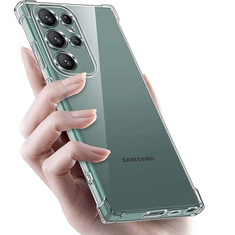 Thick Clear Silicone Case for Samsung S21 S22 S23 S24 S25 fe S26 Plus S26 Ultra Note 20 Cover Shockproof Clear Cases