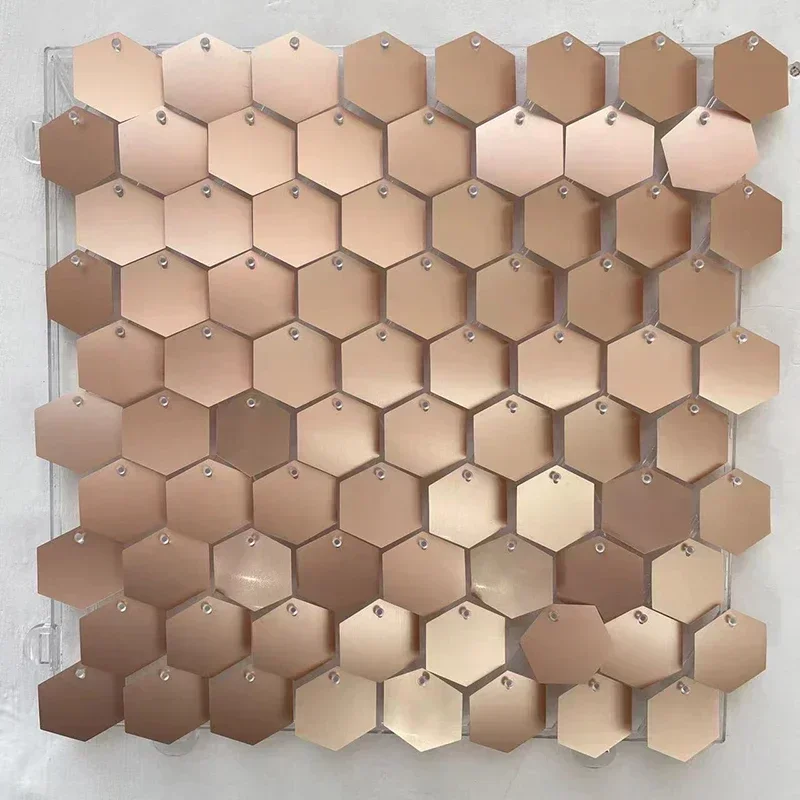 12/16/18 Stück sechseckige Pailletten-Hintergrundplatten für Hochzeit, Geburtstag, Party, Hintergrund, Wanddekoration, schimmernder Hintergrund, Vorhang, 30 x 30 cm – Detail 21