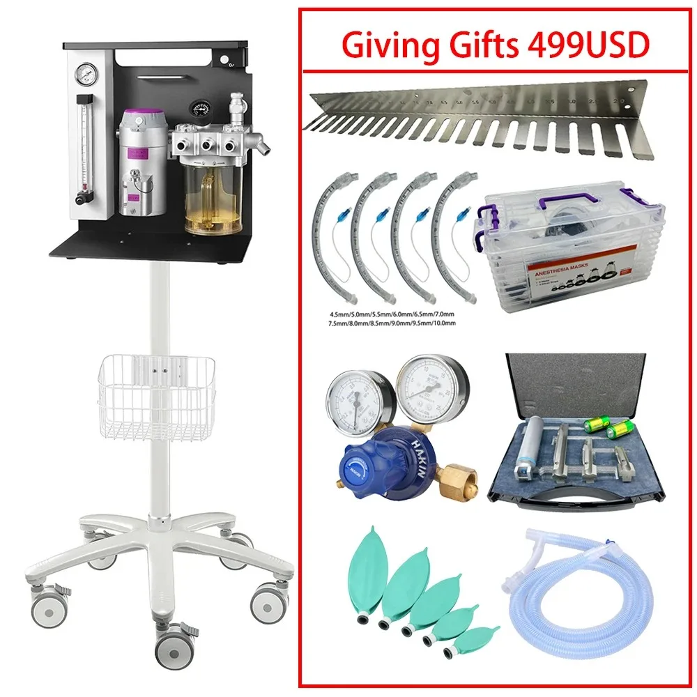 Portable Veterinary Anesthesia Machine With Trolley Animal Cat Dog Anesthesia Equipment