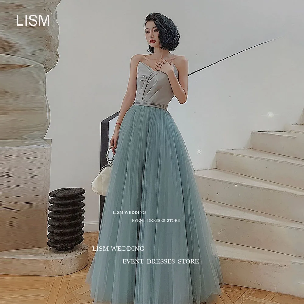 

LISM Sweethaert Korea Wedding Party Evening Dresses For Photoshoot Off Shoulder Corset Side Split Draped Long Party Formal Dress