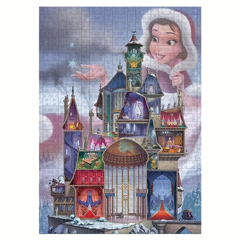 

1000pcs Puzzle Cartoon Character Belle Castle Wall-Mounted Jigsaw for Adults, Family Interactive Game, Halloween & Thanksgivin