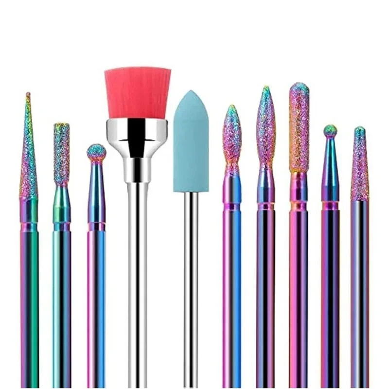 10 unids/caja cortadores de tungsteno para manicura, accesorios de taladro de carburo para uñas, brocas, equipo de decoración de uñas, herramientas para máquina, fresa