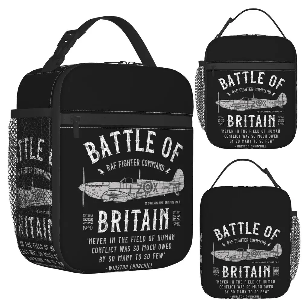 Battle Of Britain Spitfire Insulated Lunch Bag for Women Office Cooler Thermal Food Box Tote Leakproof Lunch Boxes Container