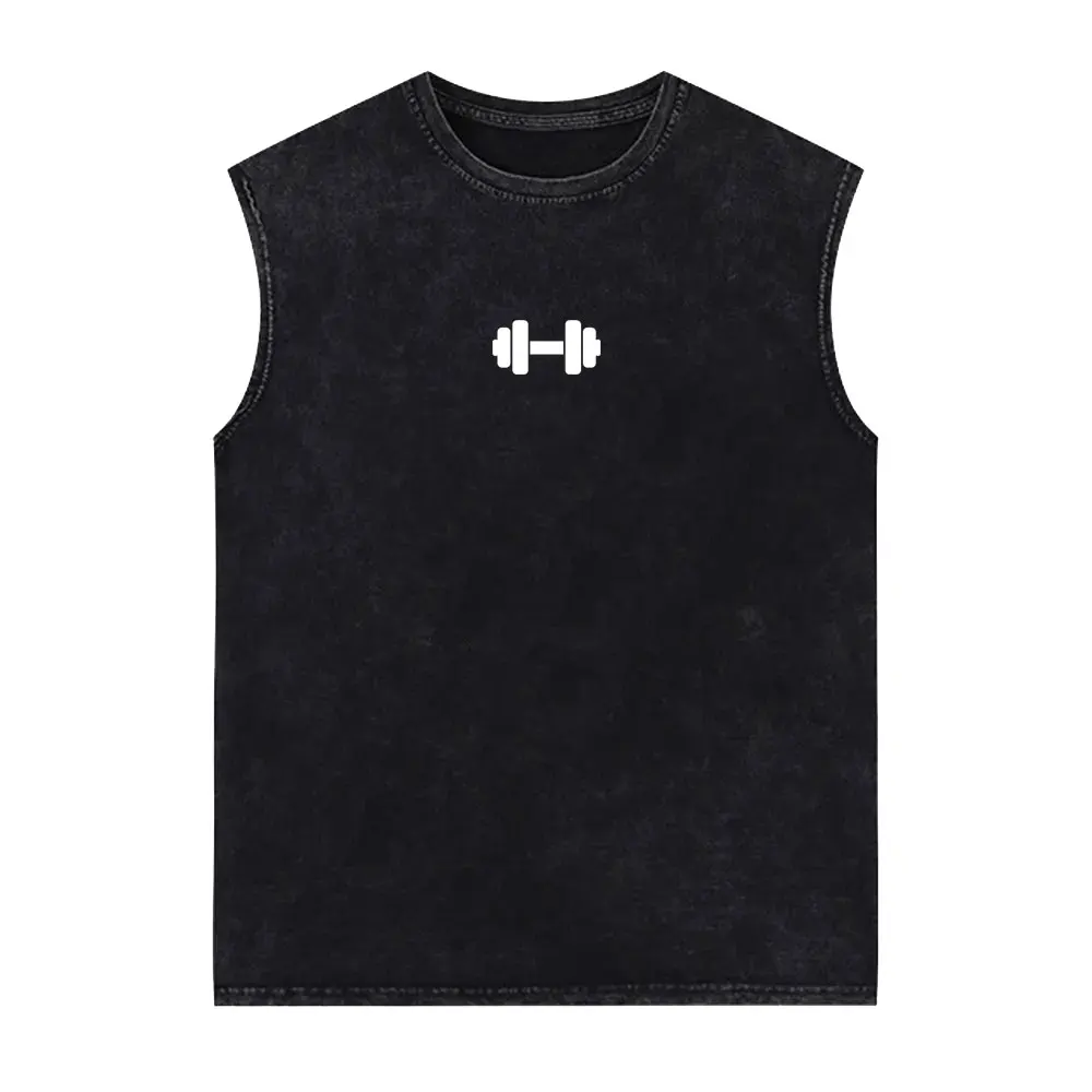 Powerhouse Gym Logo Doppelseitig Bedruckte Vintage-Washed Tanktops T-Shirts für Männer und Frauen Lässige Oversized Geek Fitness Westen T-Shirts – Detail 2