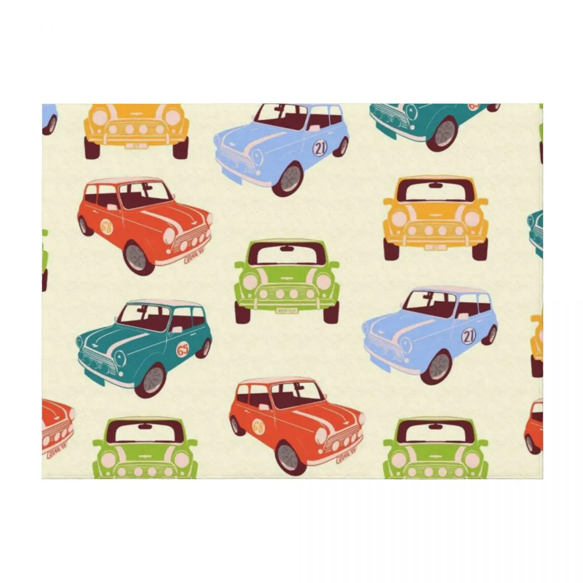 

Multicoloured Mini Coopers Throw Blanket Luxury Designer Hairy blankets ands warm for winter Blankets
