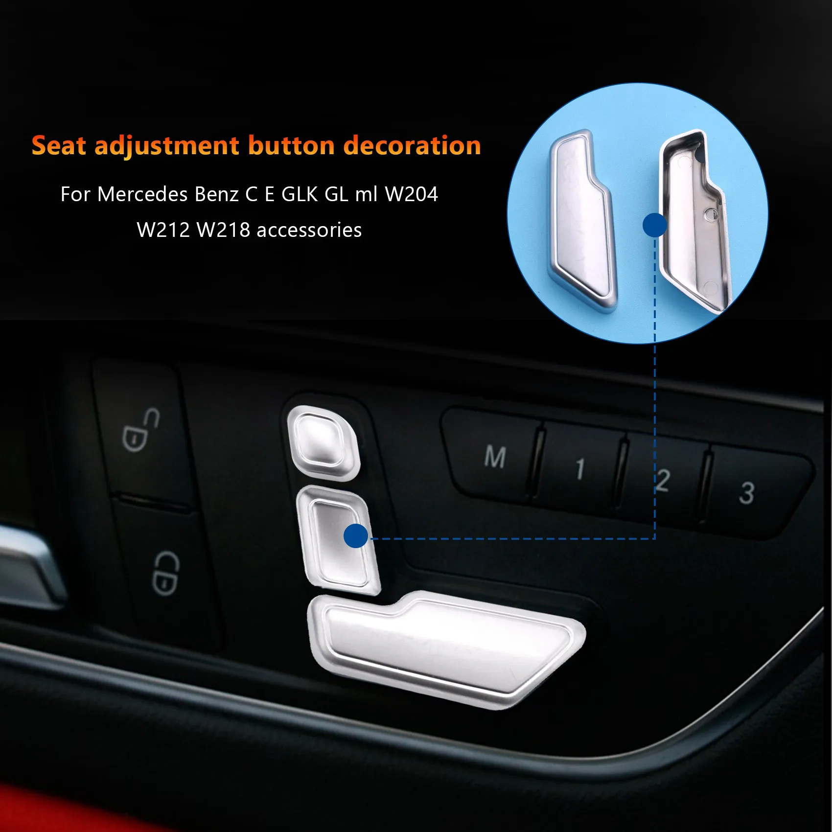 Car Zinc Alloy Door Seat Adjust Button Switch Cover Sticker Trim for Benz C E GLK GL ML Class W204 W212 W218 Accessories