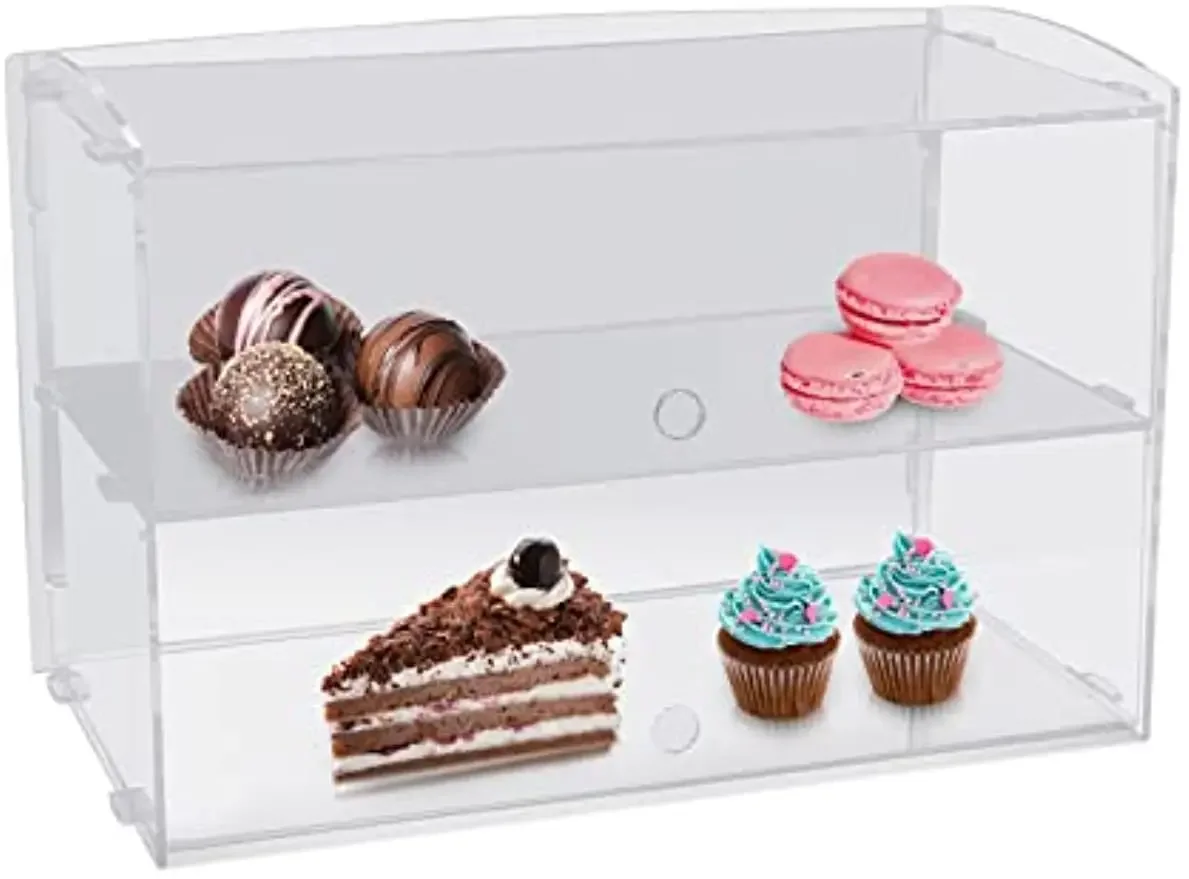 Transparent Acrylic Cake Display Cabinet Pastry/Doughnut/Cup Storage Box 2-Layer Bread And Display Rack Dust-Proof