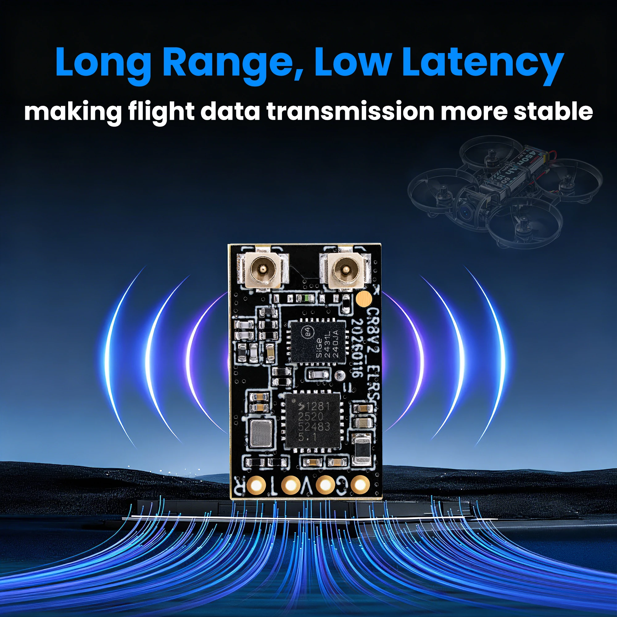 STARTRC CR8 ELRS 2.4G Dual Antenna Receiver For FPV Drone Fixed Wing Helicopter RC Car Boat Racing DIY Long Range Nano Receiver