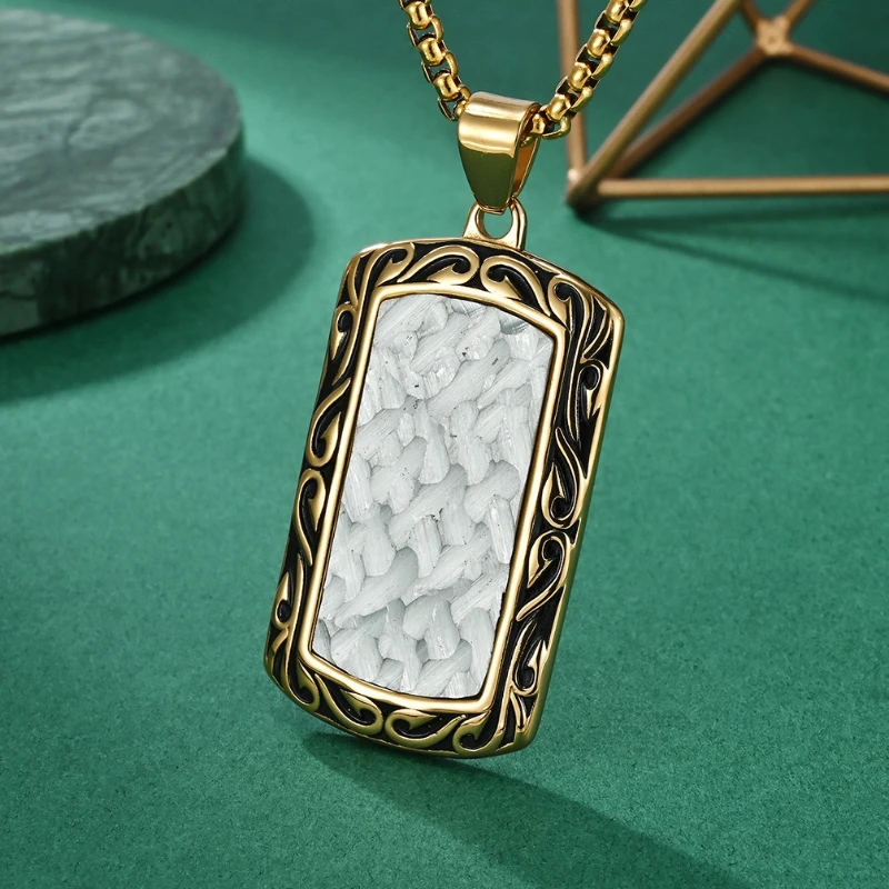 Buch Abdeckung Unregelmäßige Muster Geometrische Casting Anhänger Titan Stahl Punk Rock Männliche Persönlichkeit Mode Halsketten Schmuck – Detail 2