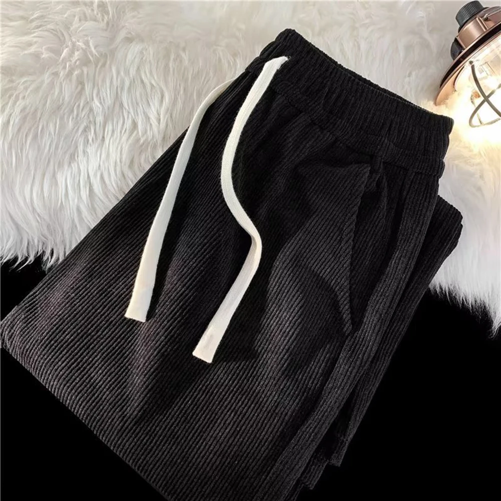 

Corduroy Baggy Trousers for Men Loose Straight Sweatpants with Drawstring Waist Perfect for Casual and Athleisure