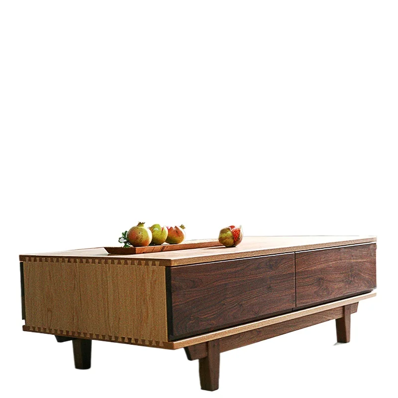 

Black walnut coffee table, solid wood living room furniture combination, Nordic simple Japanese table