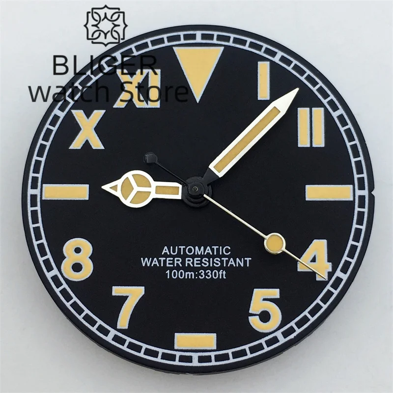 إكسسوارات ساعة بليجر دايت ، مضيئة ، مؤشر روماني ، يد ، أسود ، رمادي ، أبيض ، ذهبي ، مناسب لـ NH35 ، حركة NH36 ، 29