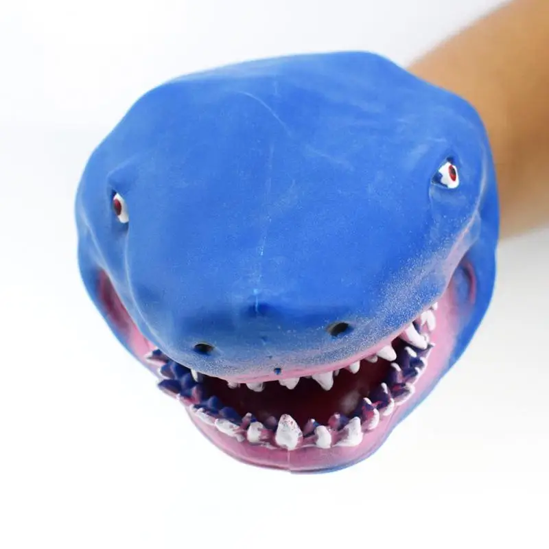 Shark Puppet No Shedding Shark Hand Puppet No Fading 2 Colors Leisure Puzzle Plastic Electronic Toys Elastic Skin Friendly Tpr