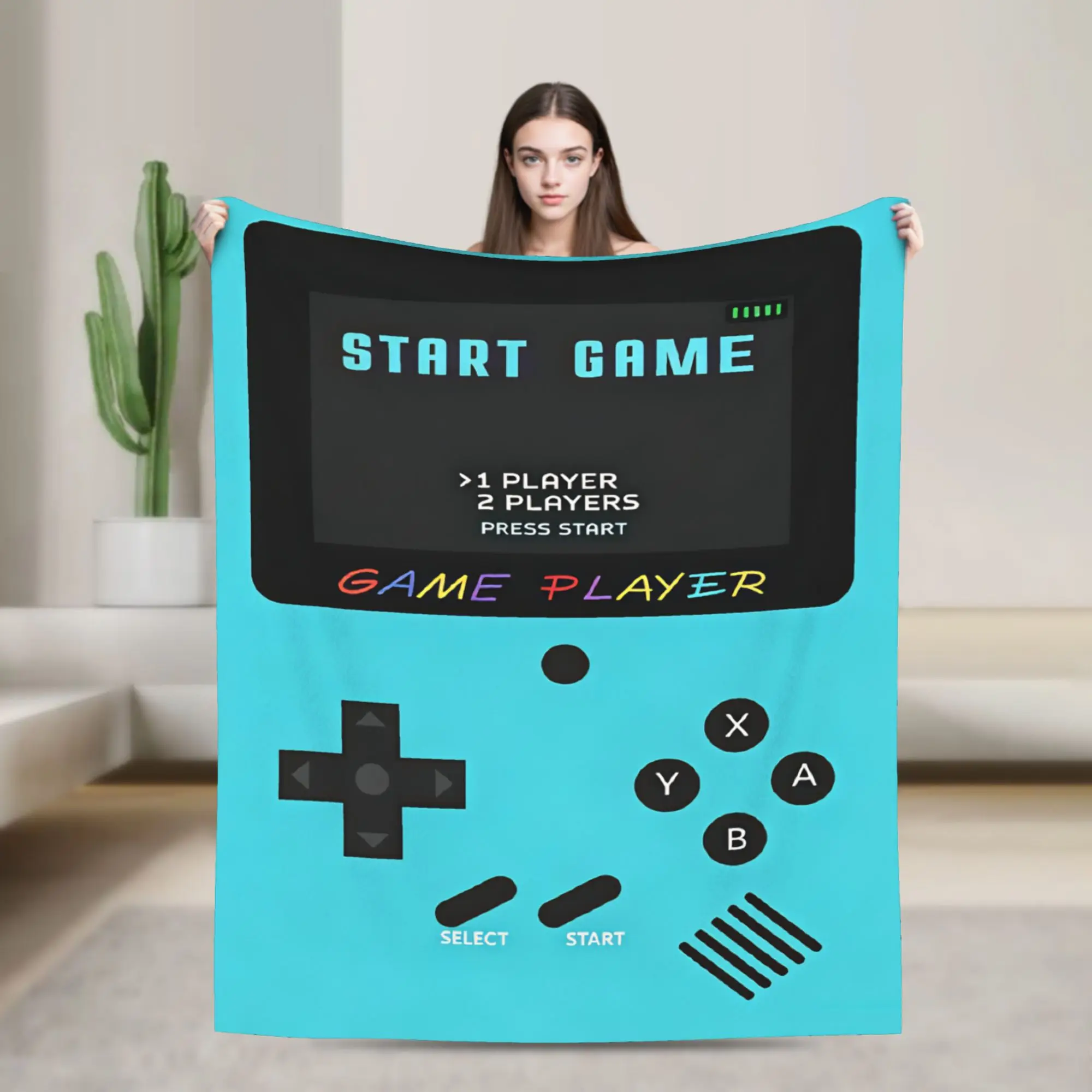 Soft Blanket Girls Boys Decorative Games Console Throw Blanket 2D Flat Cartoon Flannel Bedspread For Couch Chair Sofa Bed Cover