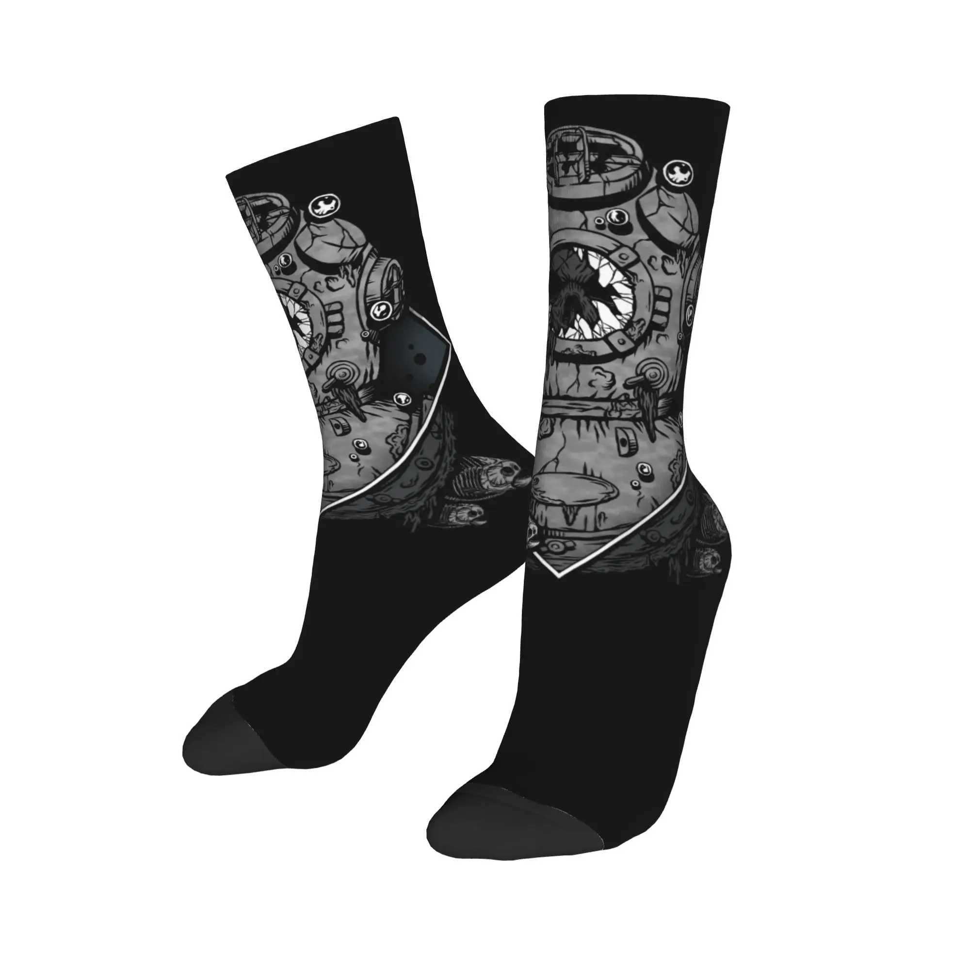 Custom Funny Mens Scuba Diving Skull Dress Socks Unisex Warm Comfortable 3D Printed Occult Forgetfulness Crew Socks view 3