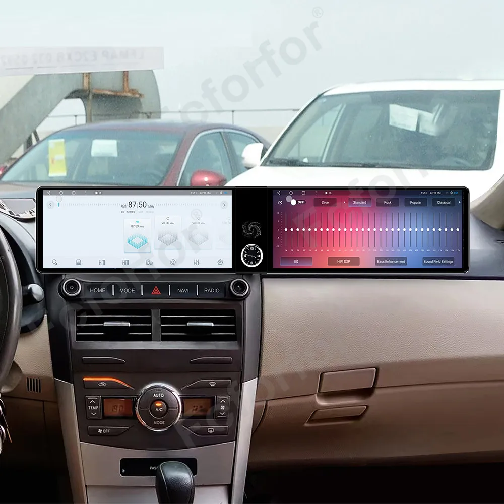 Car GPS Navigation For Toyota Corolla 2007-2013 Android 13 CarPlay Qualcomm Dual 12.3 Inch Screen Radio Audio Stereo Head Unit
