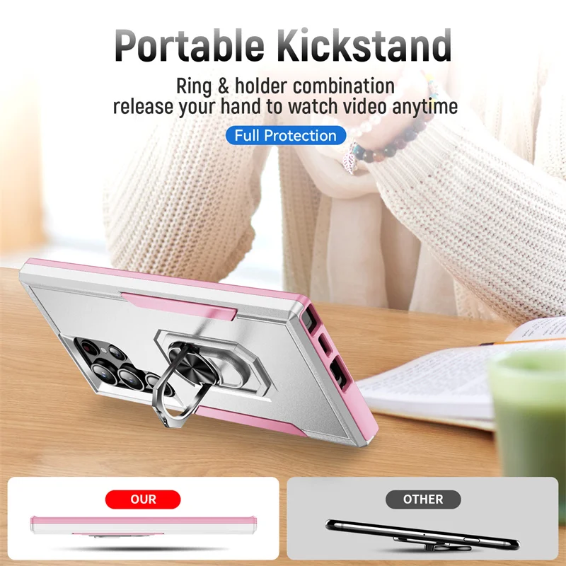 Case For Samsung Galaxy S25 S24 S23 S22 S21 UItra Plus FE A56 A36 A26 A16 Shockproof Armor Car Magnetic Ring Holder Phone Cover