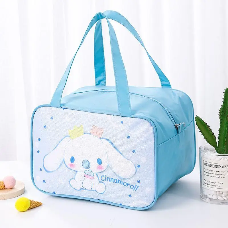 Sanrio Minha Melodia Cinnamoroll Lancheira Bag, Anime dos Desenhos Animados Kawaii, Olá Kitty Kuromi, Saco Impermeável, Bonito Bento Estudante, Presente do miúdo