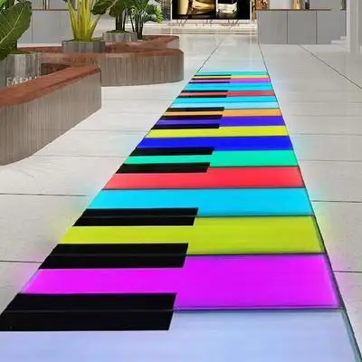 Outdoor Interactive Prop RGB Foot Floor Tiles Piano LED Dance Floor Piano For Sale