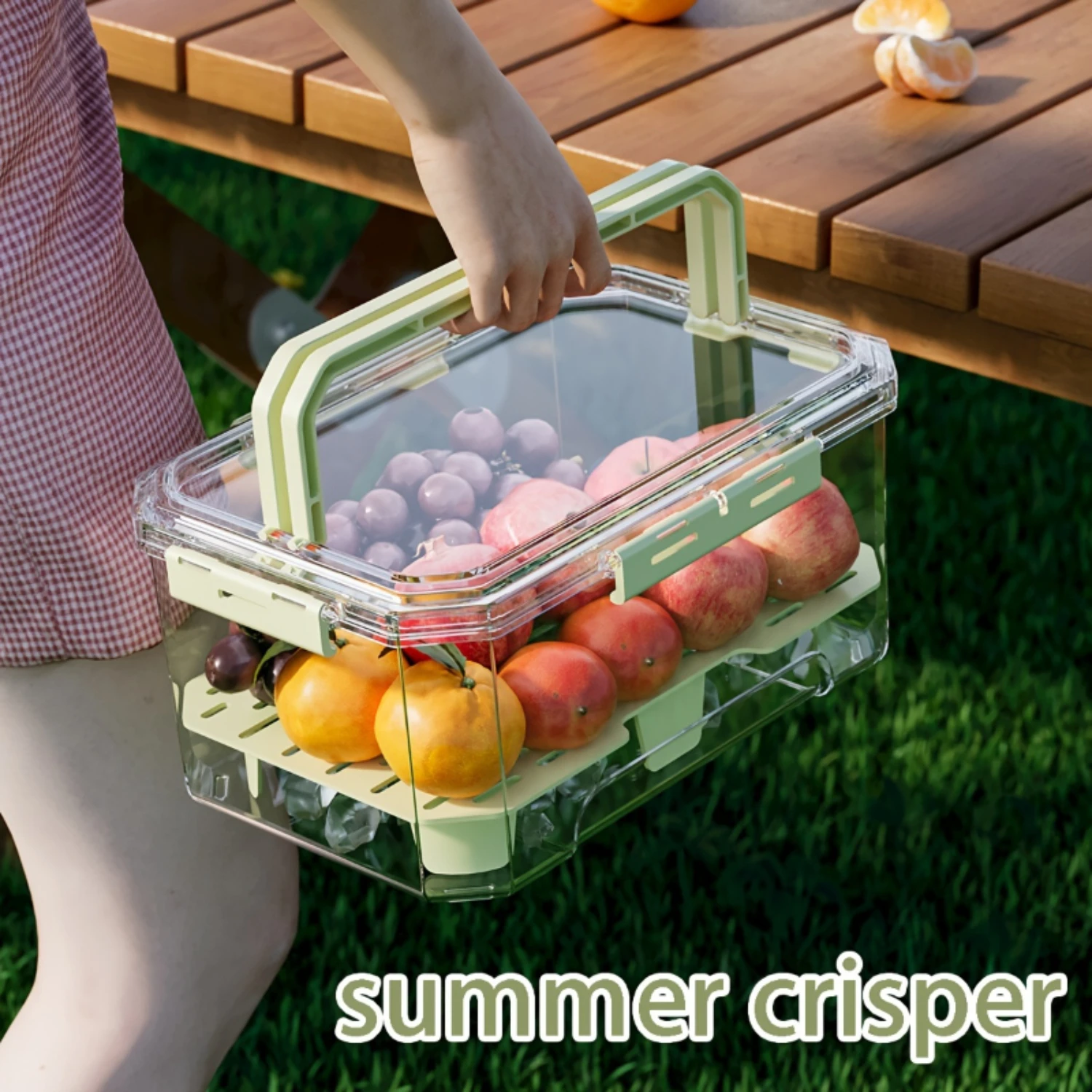 

Double-Layer Freshness Box - Food-Safe Plastic For Fruits & Vegetables - Kitchen Organizer With Drain Basket - Stylish & Functio