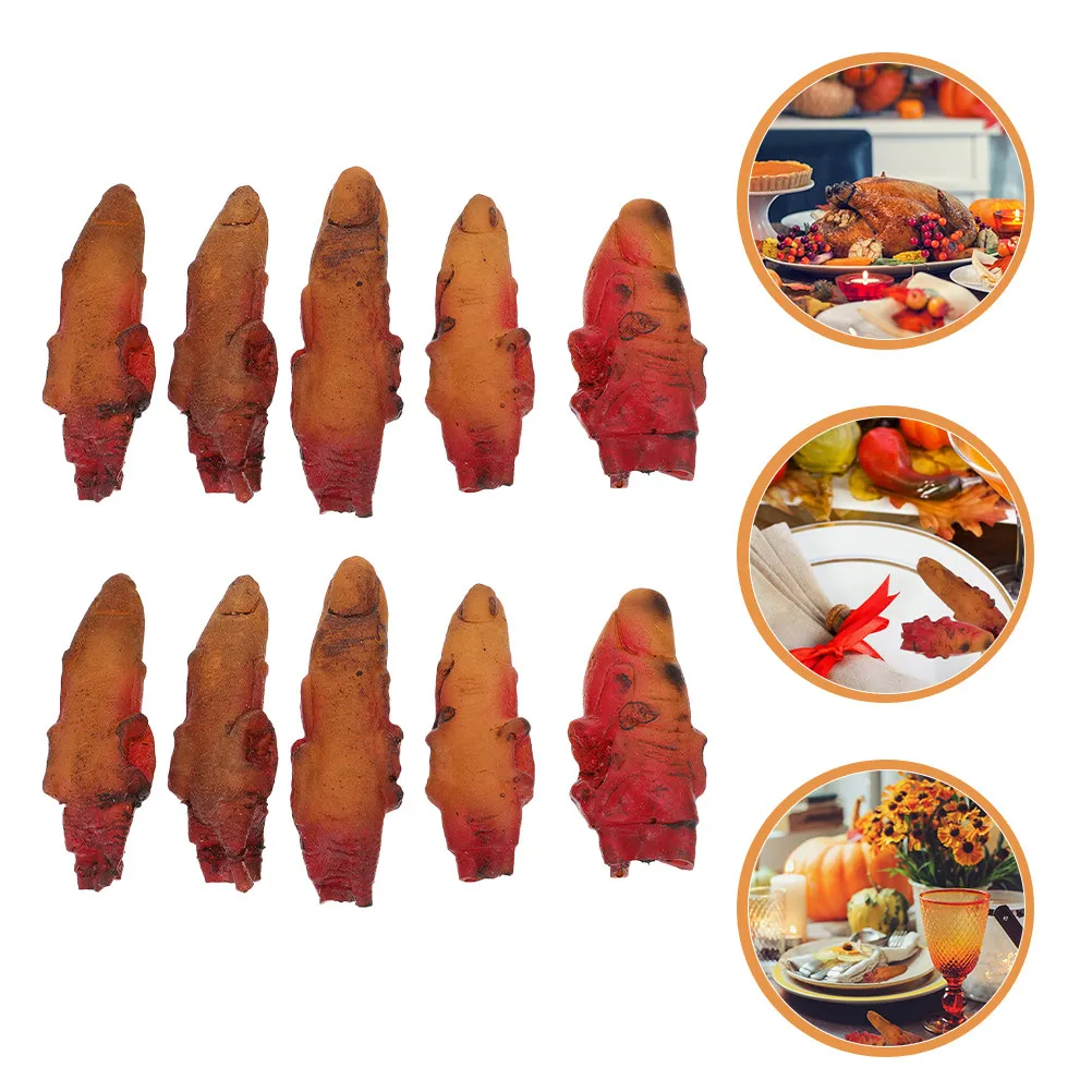 10Pcs Simulation Blood Finger Halloween Fake Finger Prop Horrifying Wall Door Window Hanging Decor for Secret Chamber Party