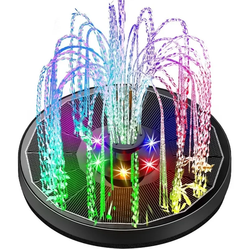 #Solar Powered Floating Fountain With Colorful LED Lights For Bird Bath Garden Pool And Outdoor Water Feature Decoration