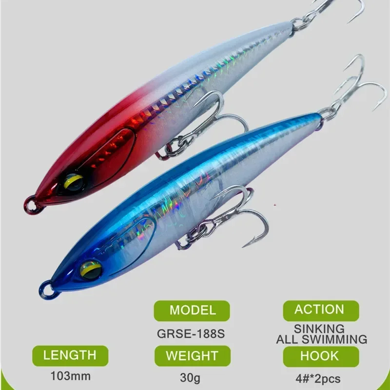 GREENSPIDER 103mm 30g Sinking Pencil Fishing Lures Long Casting Wobbler Artificial Hard Baits Saltwater Winter Sea Fishing Lure