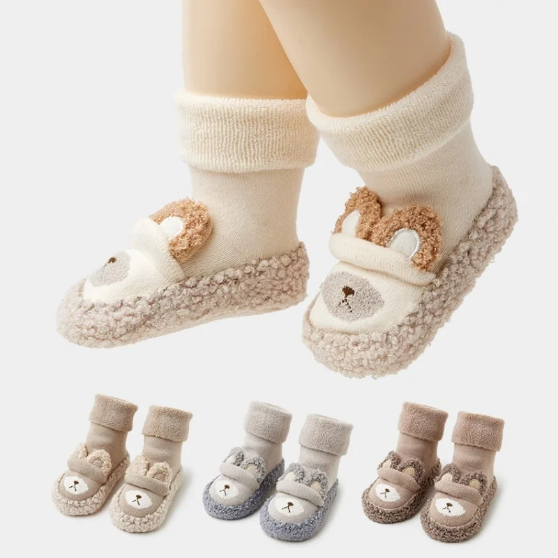 

Winter Infant Shoes Cute Cartoon Doll Toddler Baby Soft Non-Slip Thick Socks First Walkers Warm Terry Newborn Floor Shoes New