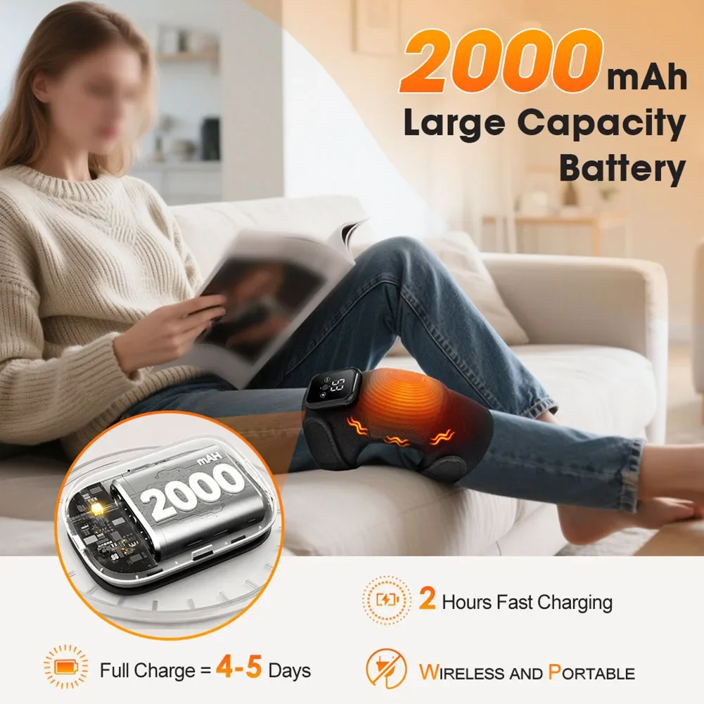 

Беспроводной массажер для коленей с подогревом, 3 уровнями тепла и массажа, согревающие наколенники для максимального расслабления и защиты коленей