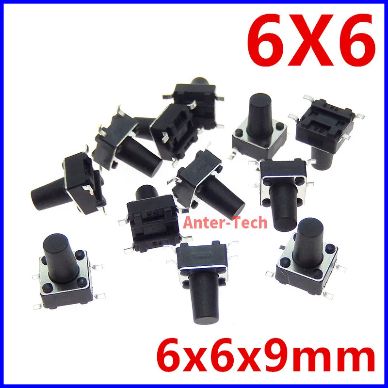 50PCS SMT 6*6* 9    6X6X9    6X6X9mm 4PIN patch switch Micro push button switch reset switch PCB SMD