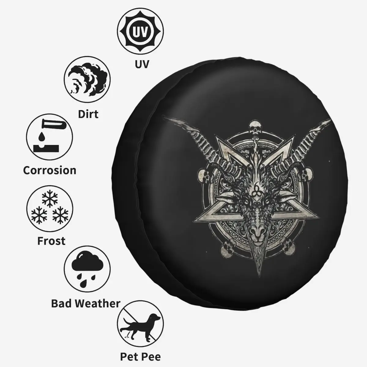 666 Baphomet Tire Cover Wheel Protectors Weatherproof Universal for Jeep Trailer RV SUV Truck Camper Travel Trailer