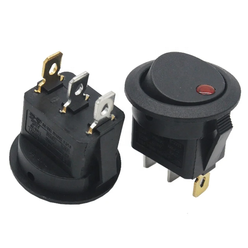 LED Illuminated on off switch 3 pins ON-OFF marine 12V rocker switch boat mini round rocker switches