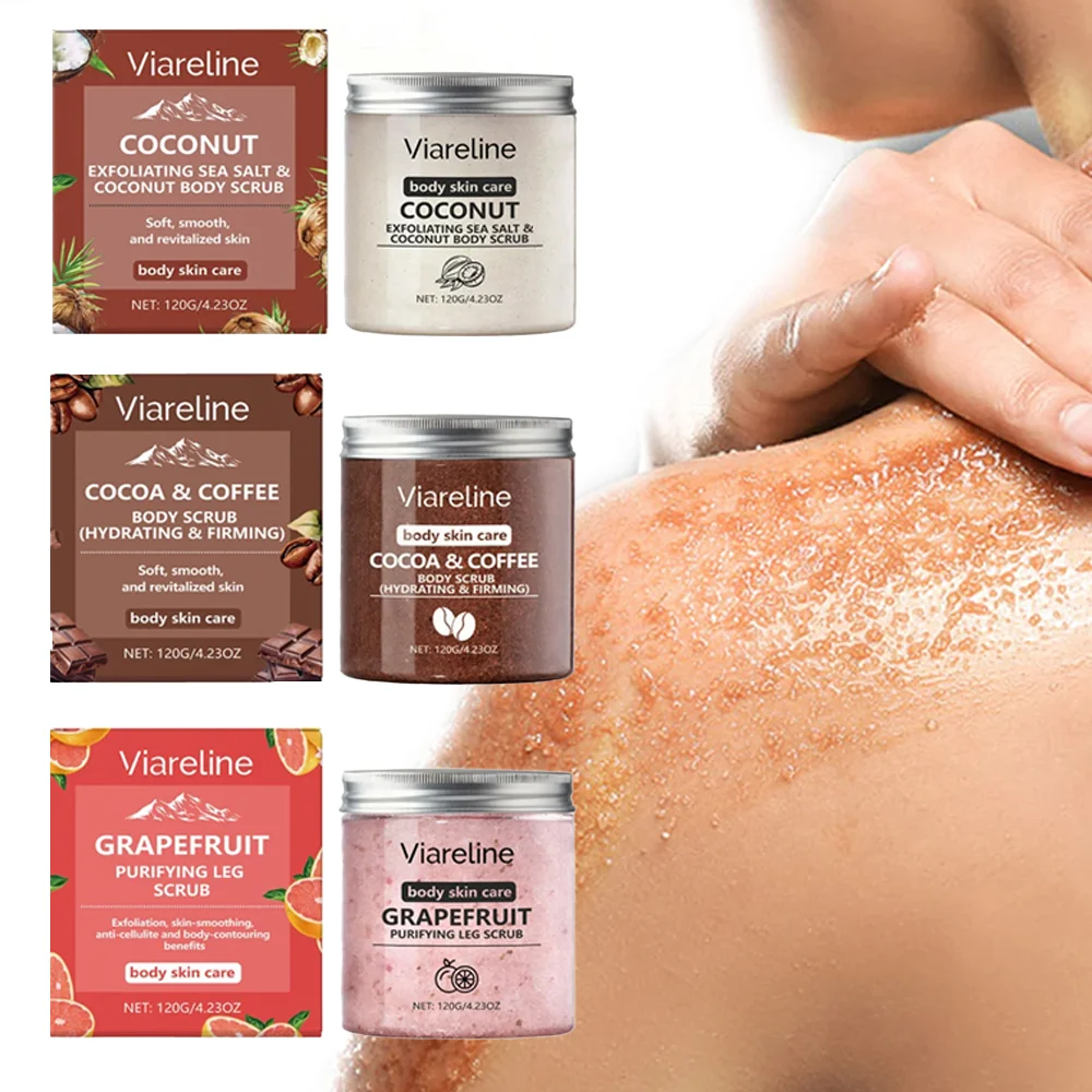 

Exfoliating Sea Salt Body Scrub Deep Cleansing Remove Melanin Whiten Skin Shrink Pore Smooth Soft Nourish Coconut Coffee Scrub
