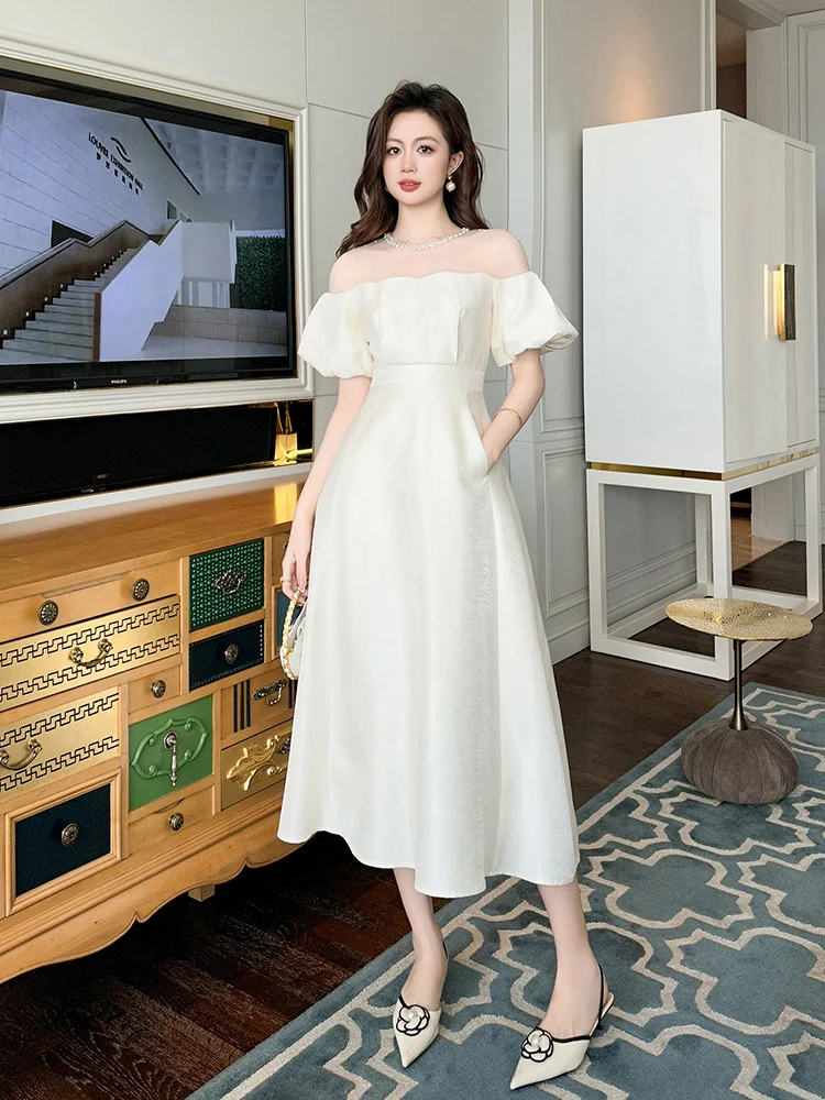 

Hebe Sle Evening Gown Little Bla Dr Ele Ladylike Waist Cinch Bubble Sve Maxi Dr Women Commute High Waist Bub...