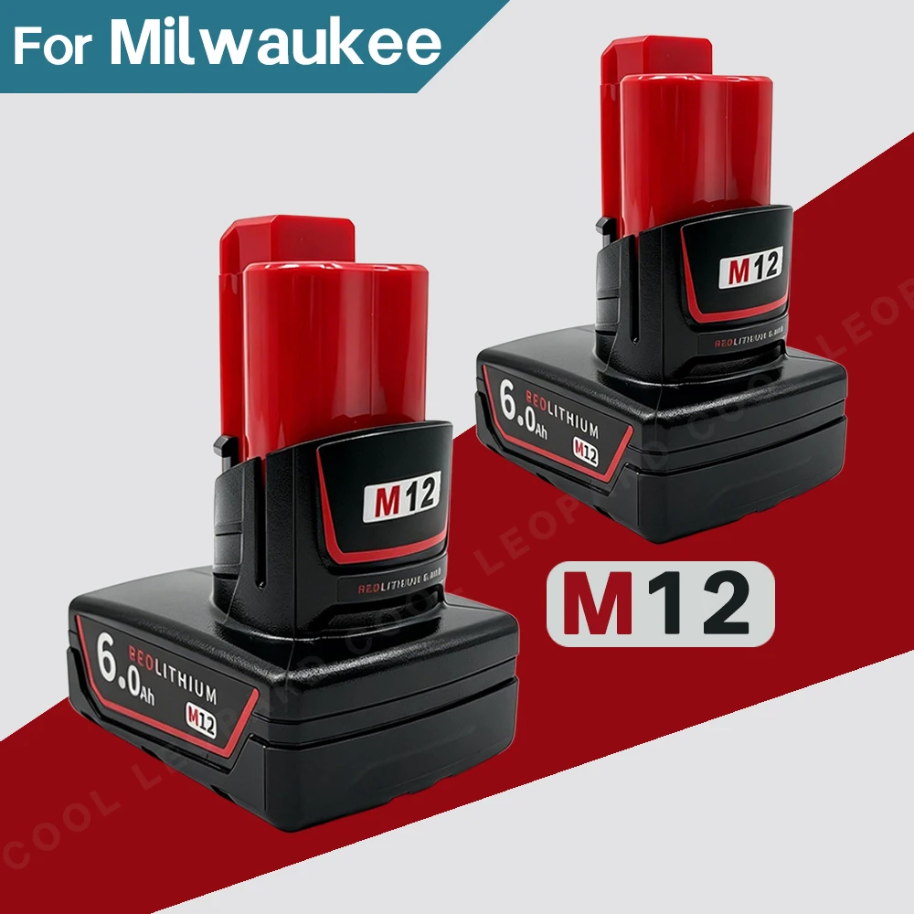 

For Milwaukee M12 12V 6.0Ah Lithium Battery Compatible with M12 XC Cordless Power Tools 48-11-2402 48-11-2411 High Capacity