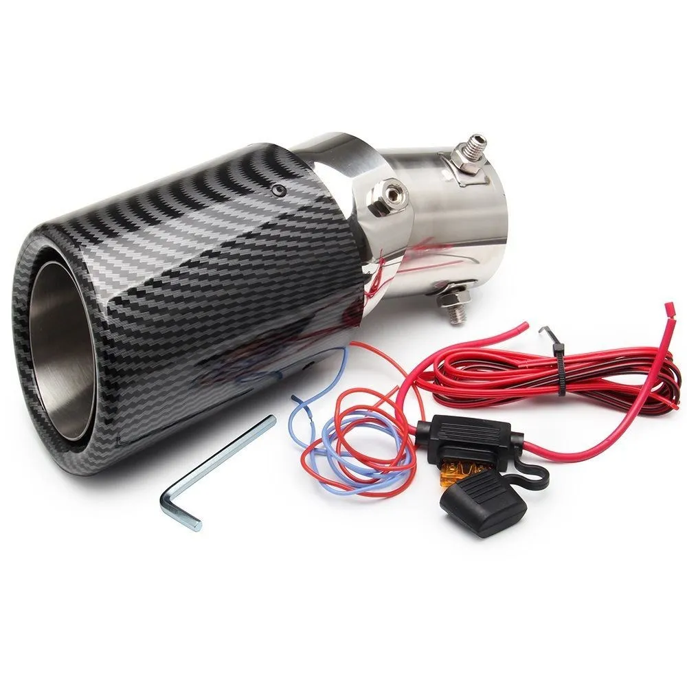 Adjustable Universal Car LED Exhaust Muffler Tip Pipe Bent Car Modified Single Outlet Exhaust Pipe Tail Throat Light Flaming