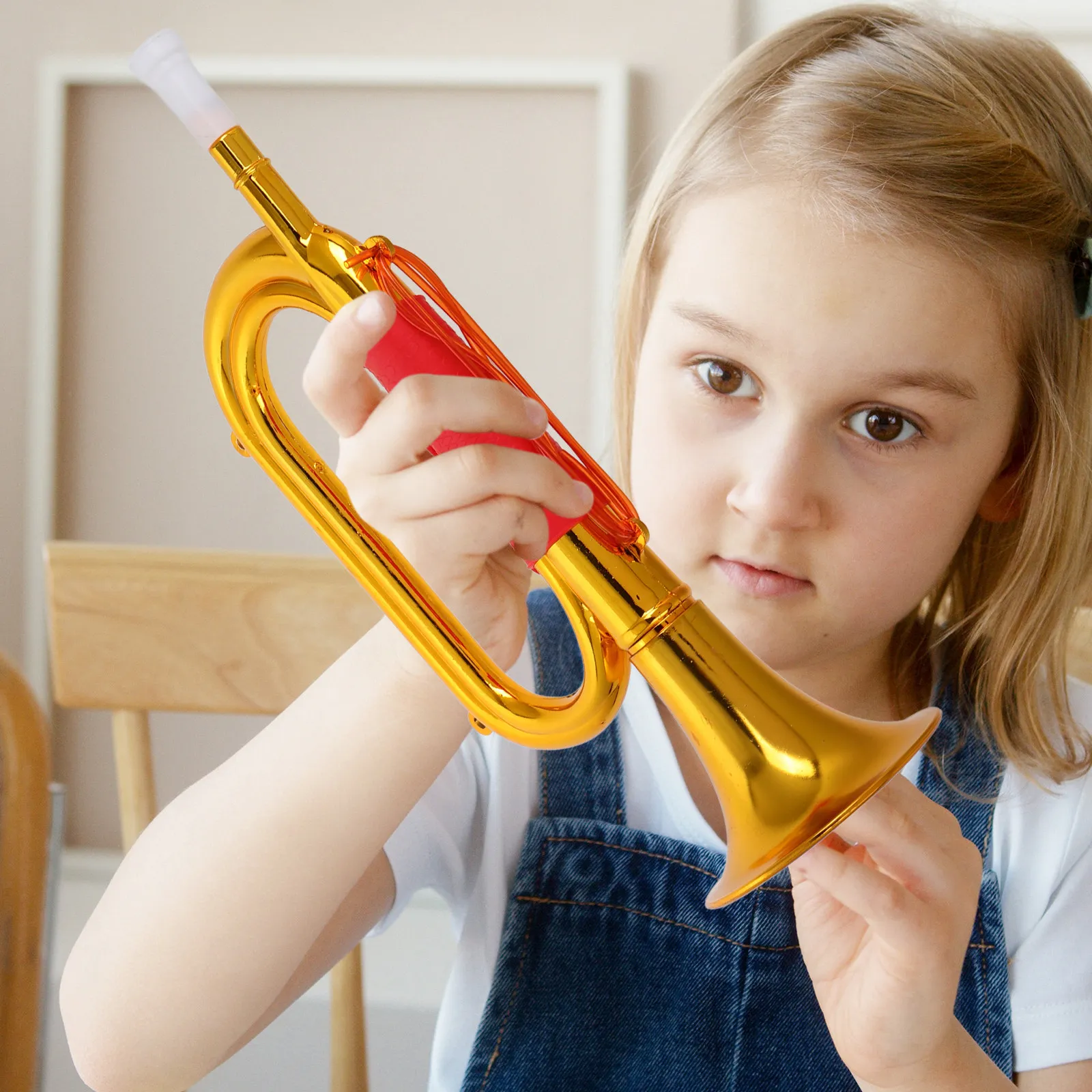 Plastic Trumpet For Kids Stage Performance Educational Musical Instruments Cheer Horn Toddler Infant Loud Sound Easy Press