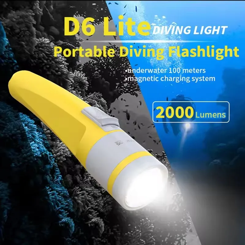 SKYWOODS Torch 2000LM Diving Flashlight IP68 Waterproof Magnetic Charging  System Design Scuba Diving Outdoor Activities Fishing - AliExpress 39
