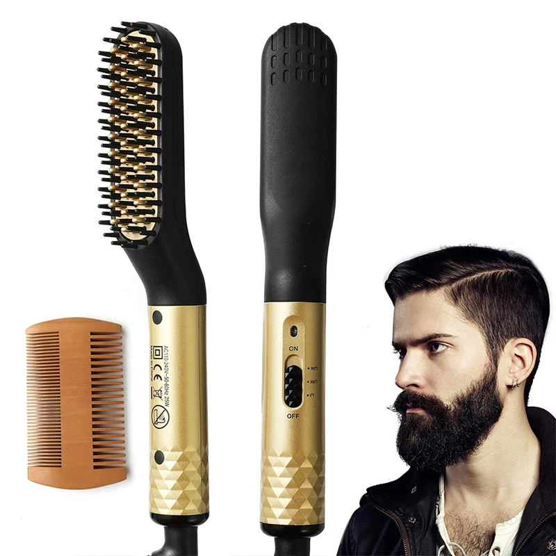 Hot Selling Professional Mini Ceramic Straightener For Men\'S Beard Straightening Comb Portable Beard Straightening Brush